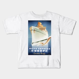 Sail White Empress to Europe Art Deco Advertisement Cruise Ship Vintage Kids T-Shirt